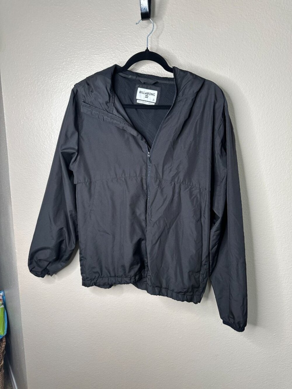 Billabong Mens Black Transport Jacket Lightweight Windbreaker Full-Zip M Polyest